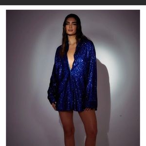 SLA The Label blue Ibiza shirt dress women’s xs oversized